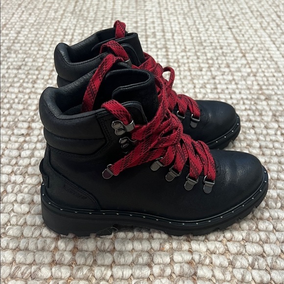 Sorel Black and Red Lace Up Boots - Picture 2 of 8